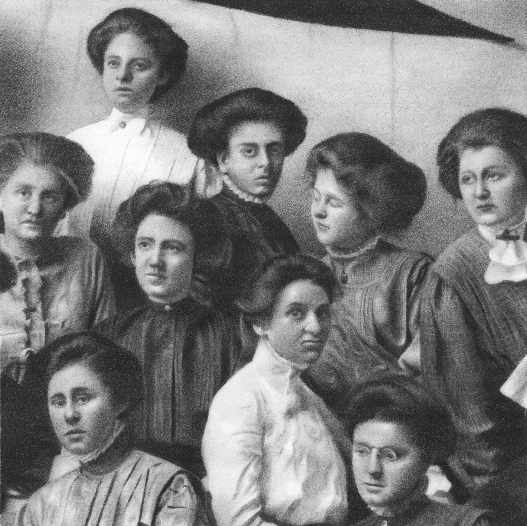 Sorority Sisters II, 1908 (2020) ⁠⁠ 
17.5 x 17.5 cm ⁠⁠ 
Graphite on Bristol board⁠⁠