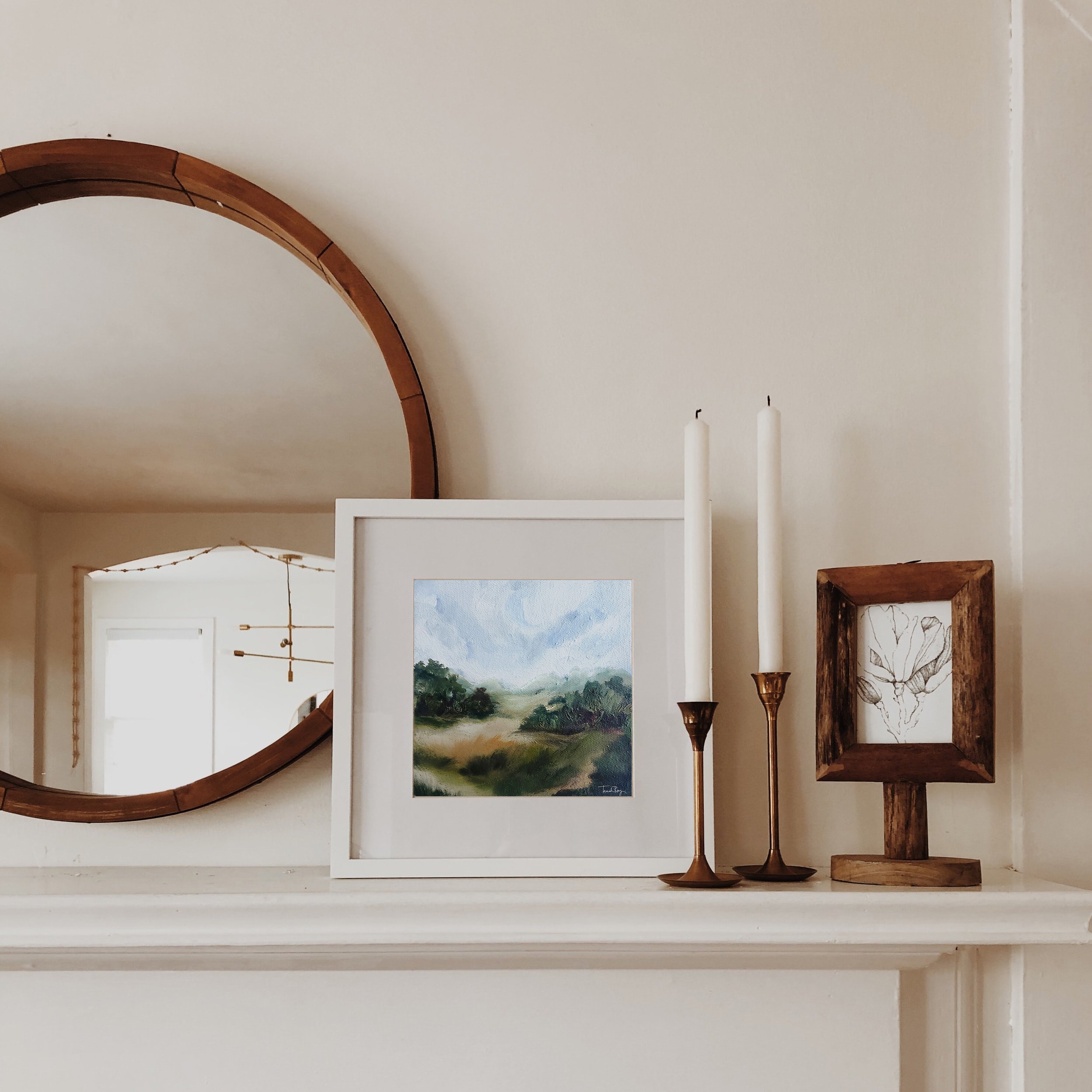 Traditional Home With Square Landscape Print - shelf styling - terrah ray studio.jpg