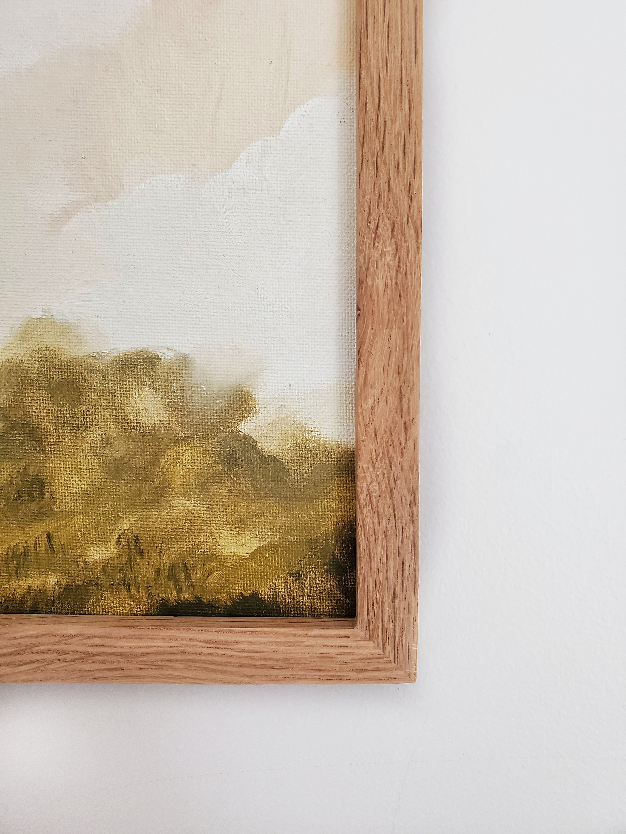 olive green impressionist landscape painting in oak wood frame.jpeg