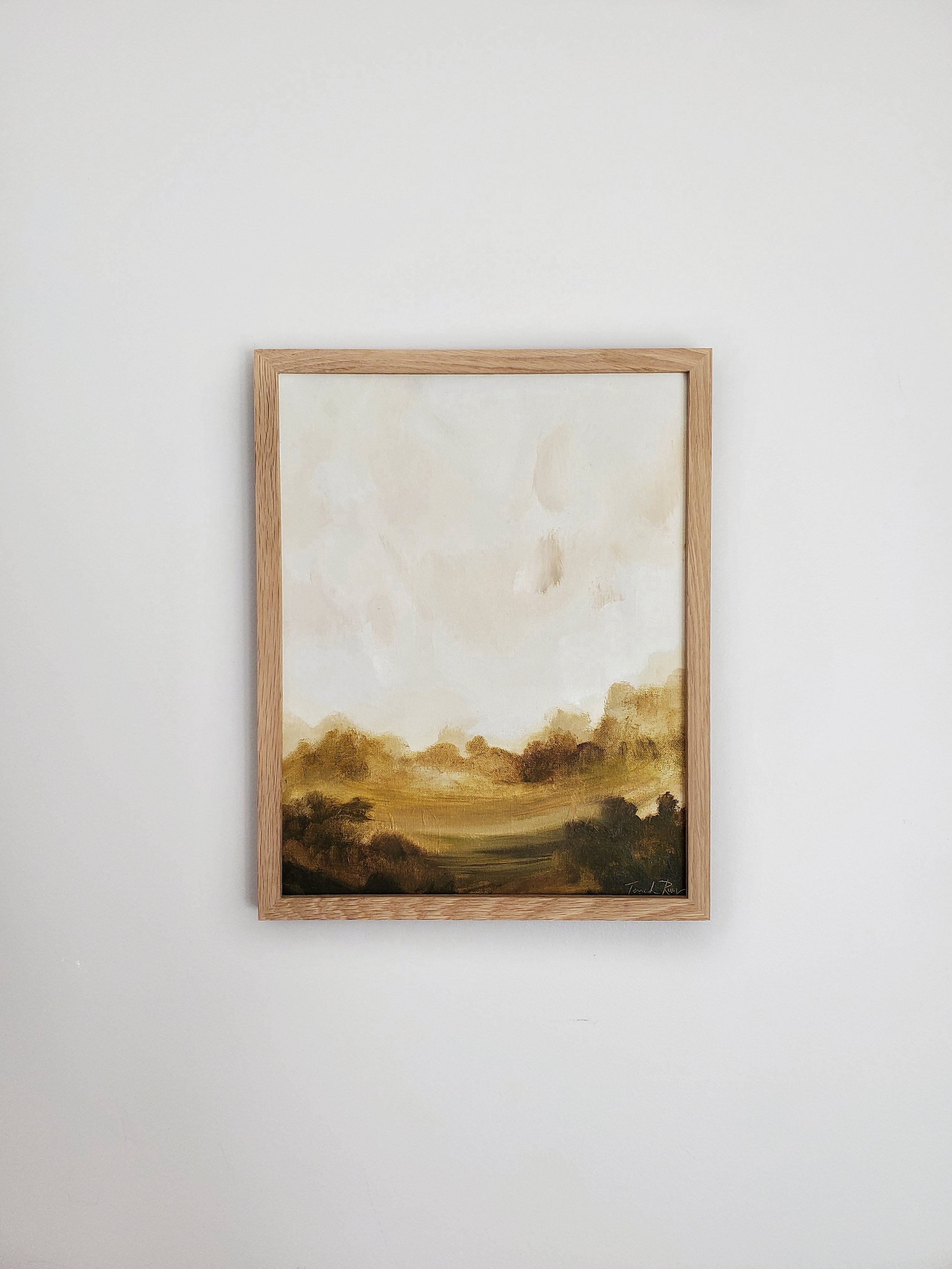 Warm Abstract Landscape Painting in Oak Frame.jpeg