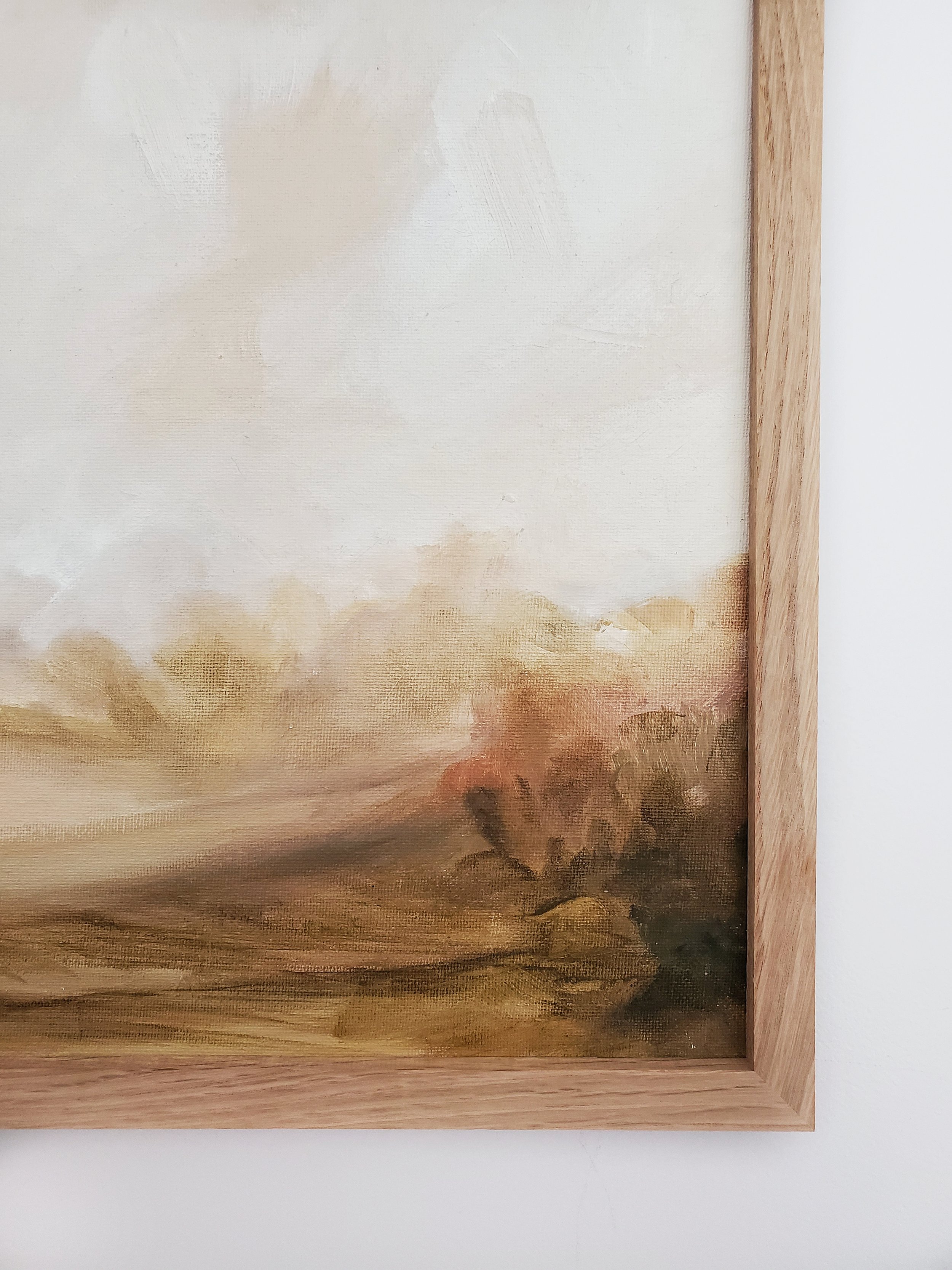 warm neutral landscape oil painting in oak wood frame.jpeg
