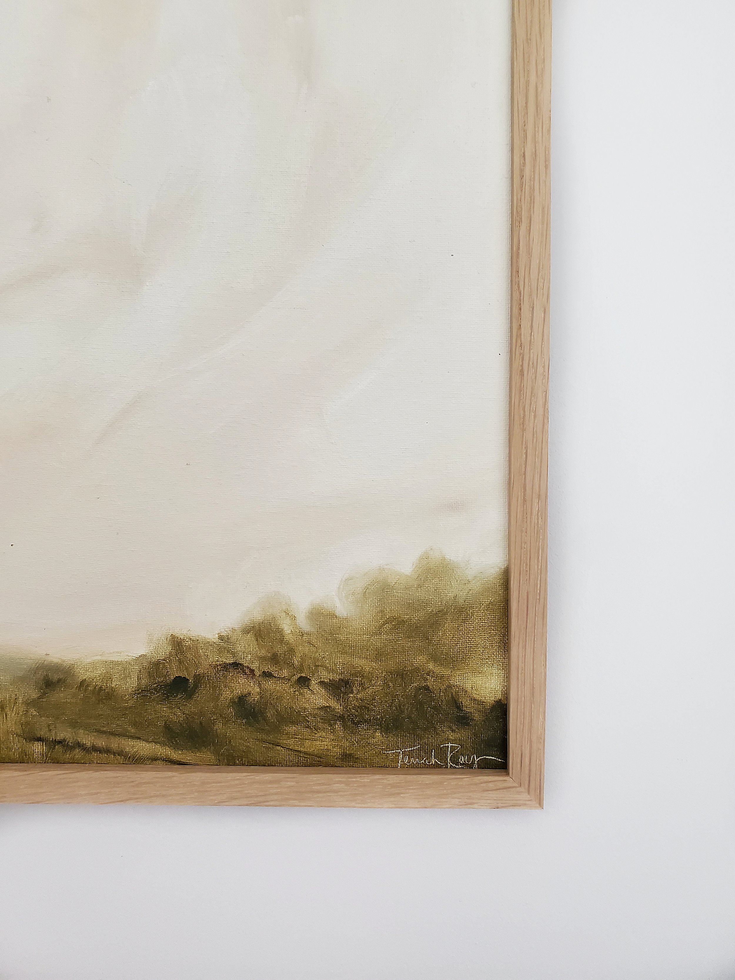 Minimal Landscaepe painting in natural wood frame.jpeg