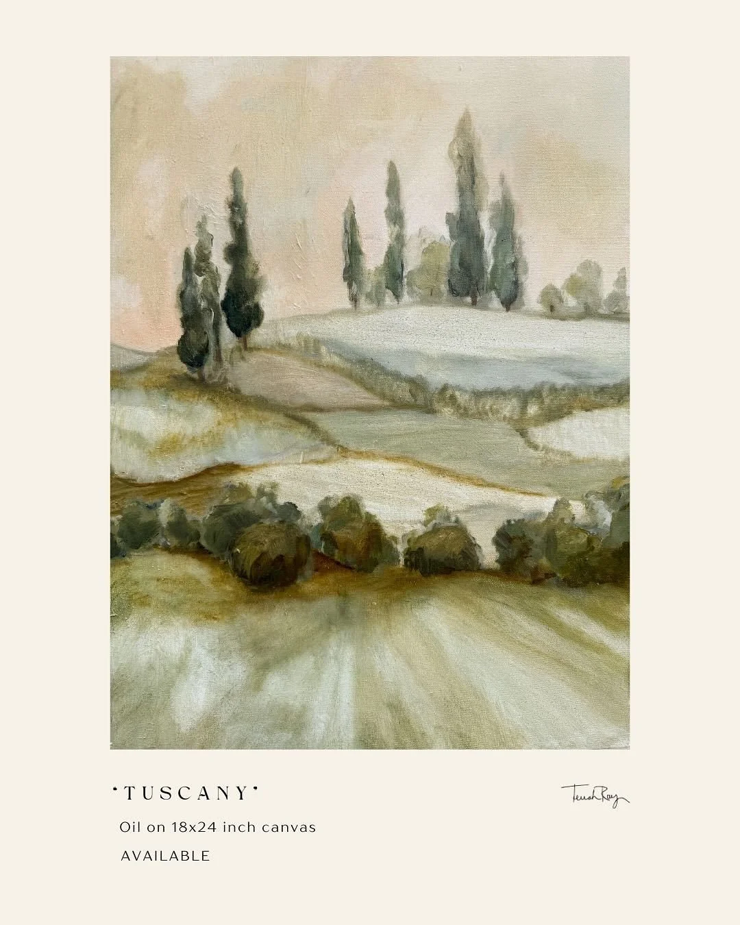 Tuscany, daydreaming of traveling to this beautiful place one day! Until then i&rsquo;ll be in the studio painting some Italian inspired landscapes 🤎 Have you ever been to Tuscany? Is it as beautiful as I imagine it to be? 

Come see this painting i