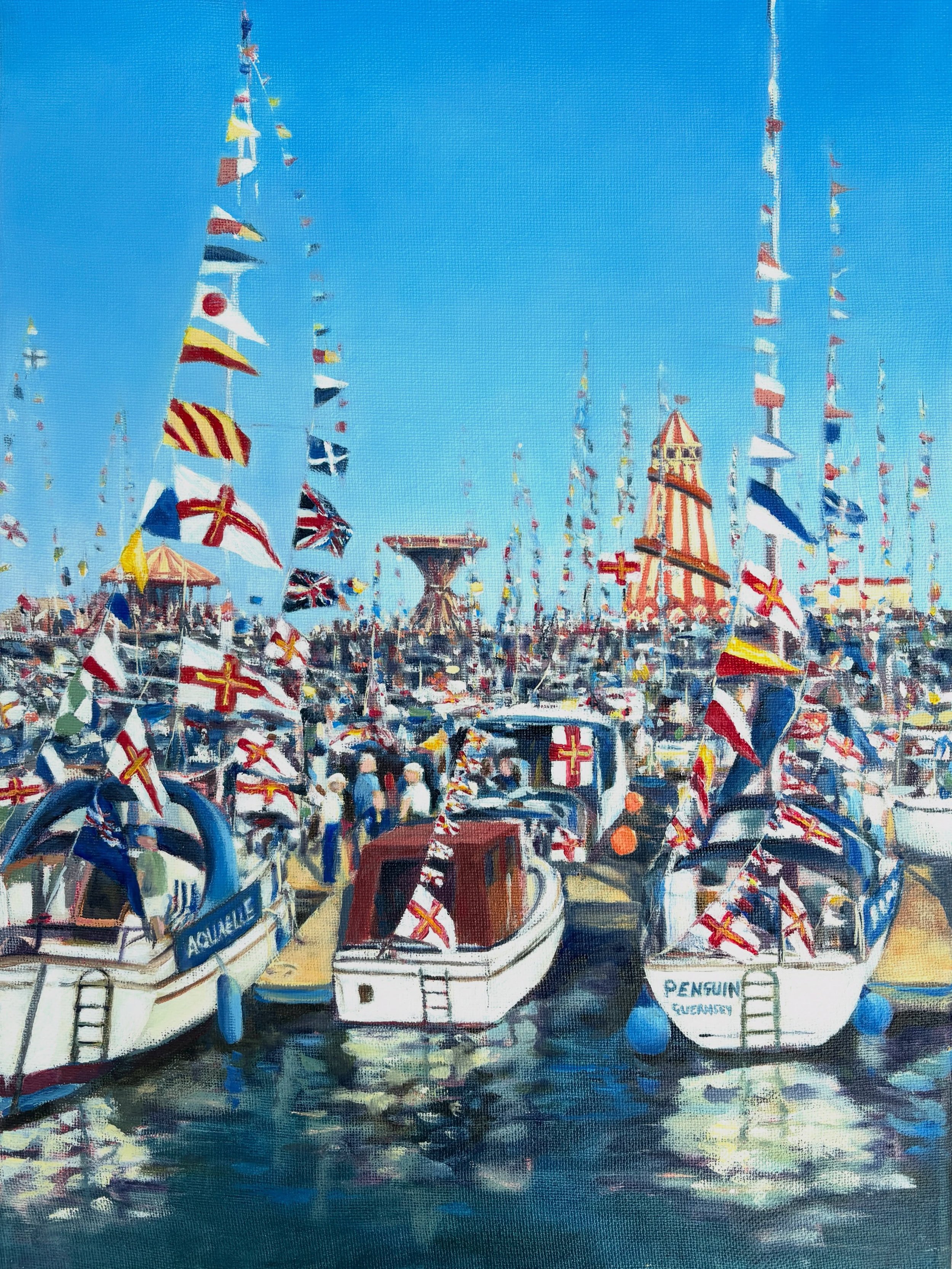 Last year&rsquo;s Liberation day painting just about finished in time for this year&rsquo;s! 
I&rsquo;ve been painting this one sporadically for quite some time, but I think it&rsquo;s time I finally stopped adding flags don&rsquo;t you?
The Guernsey