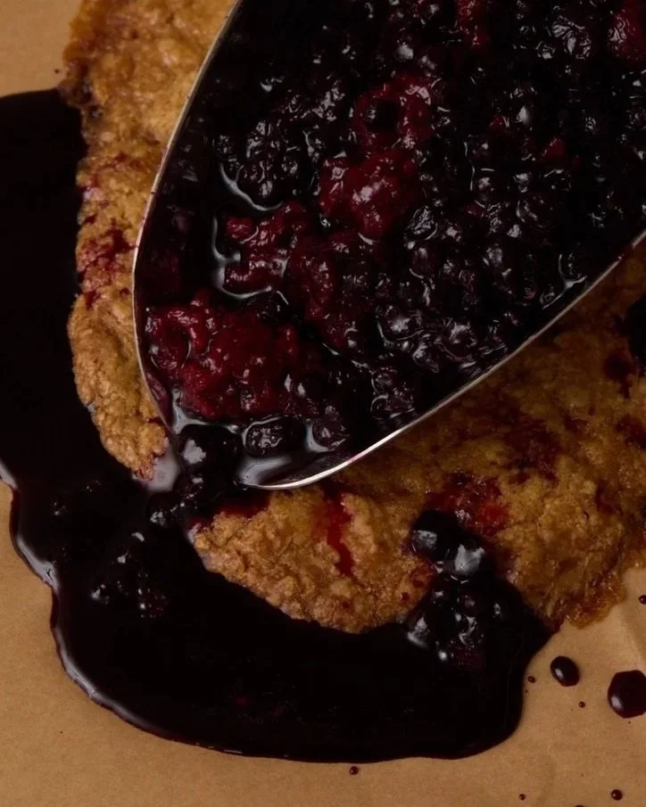 baked galette, with wild berry compote.