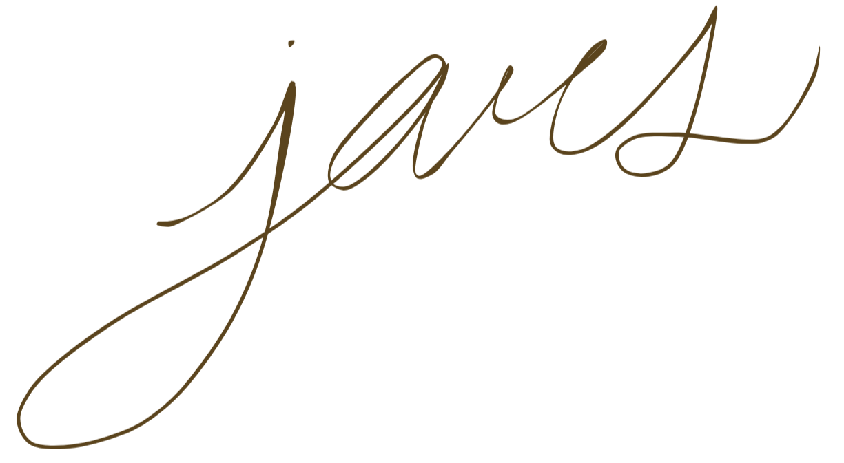 Brown handwritten signature that reads "Jars" on a black background.