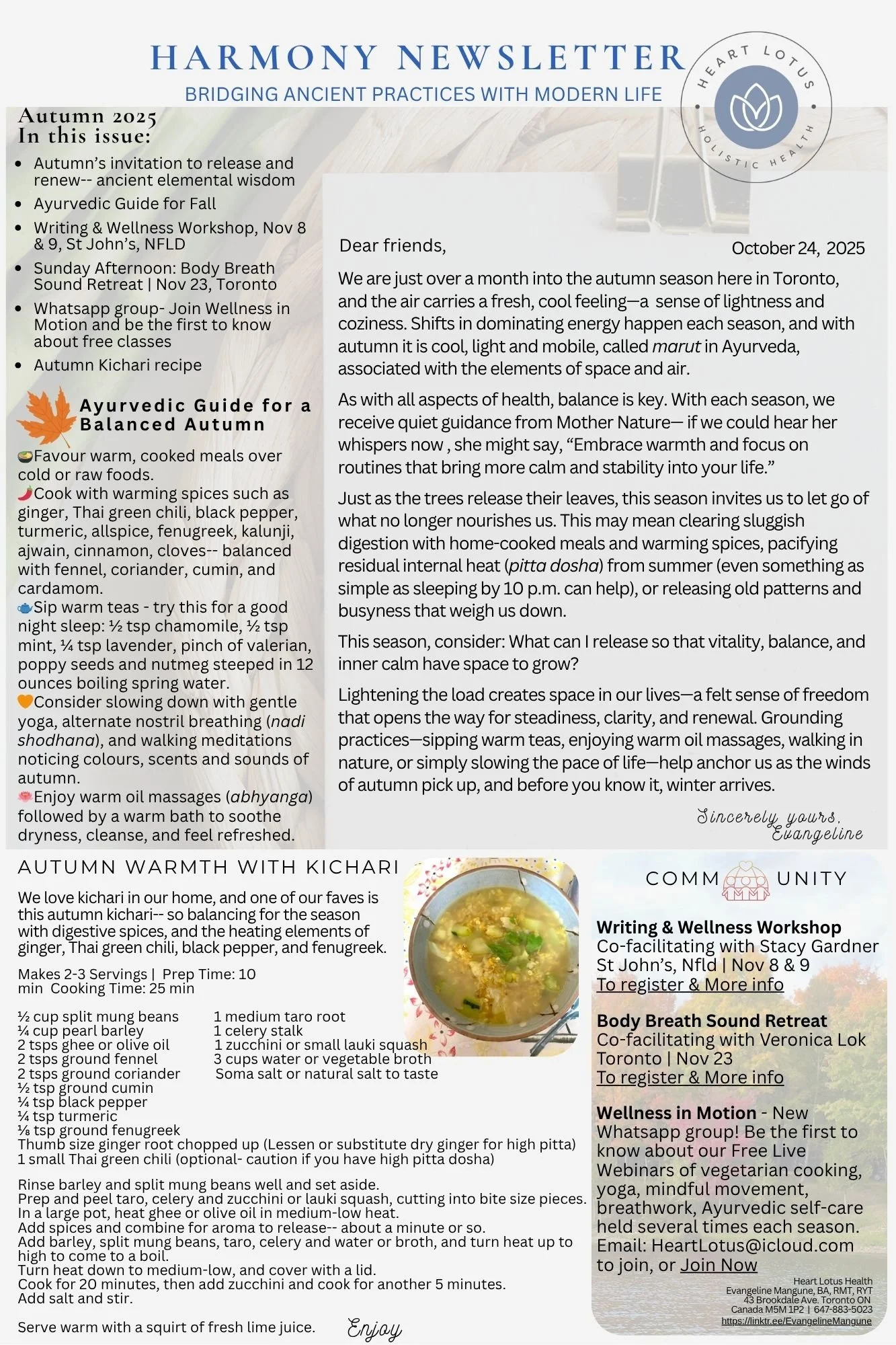 Autumn Newsletter 2025 — Heart Lotus Health