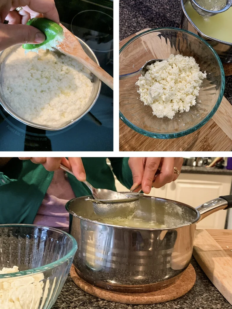 Making chenna, a softer, less firm version of paneer