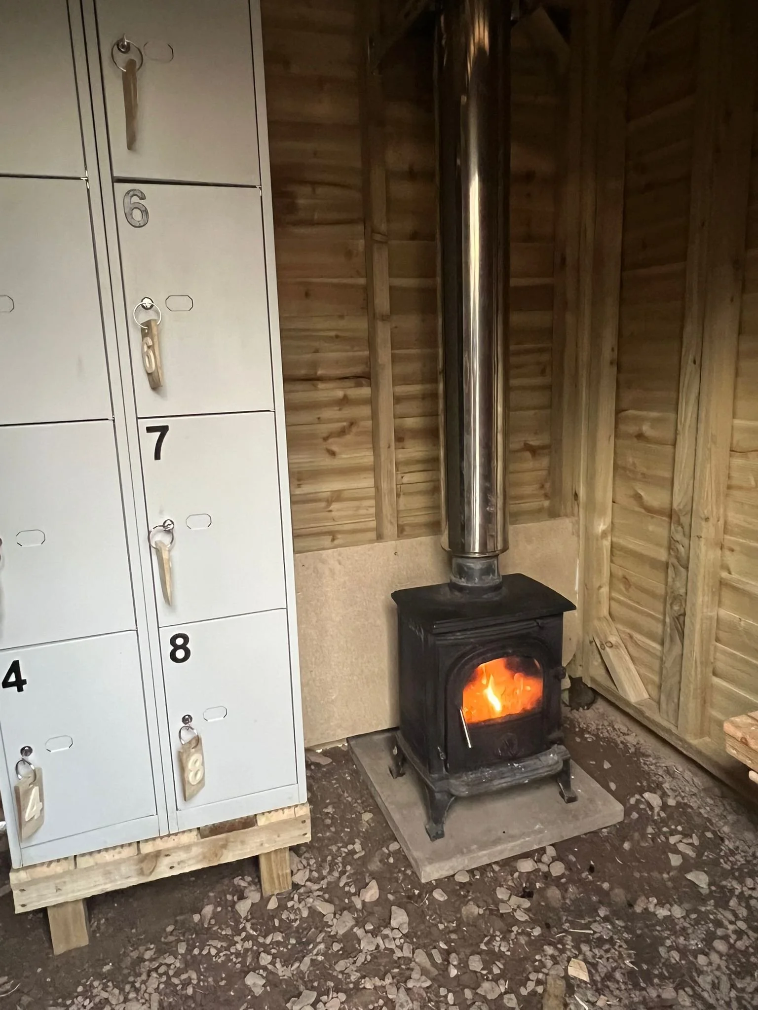 Relax by the changing room fire