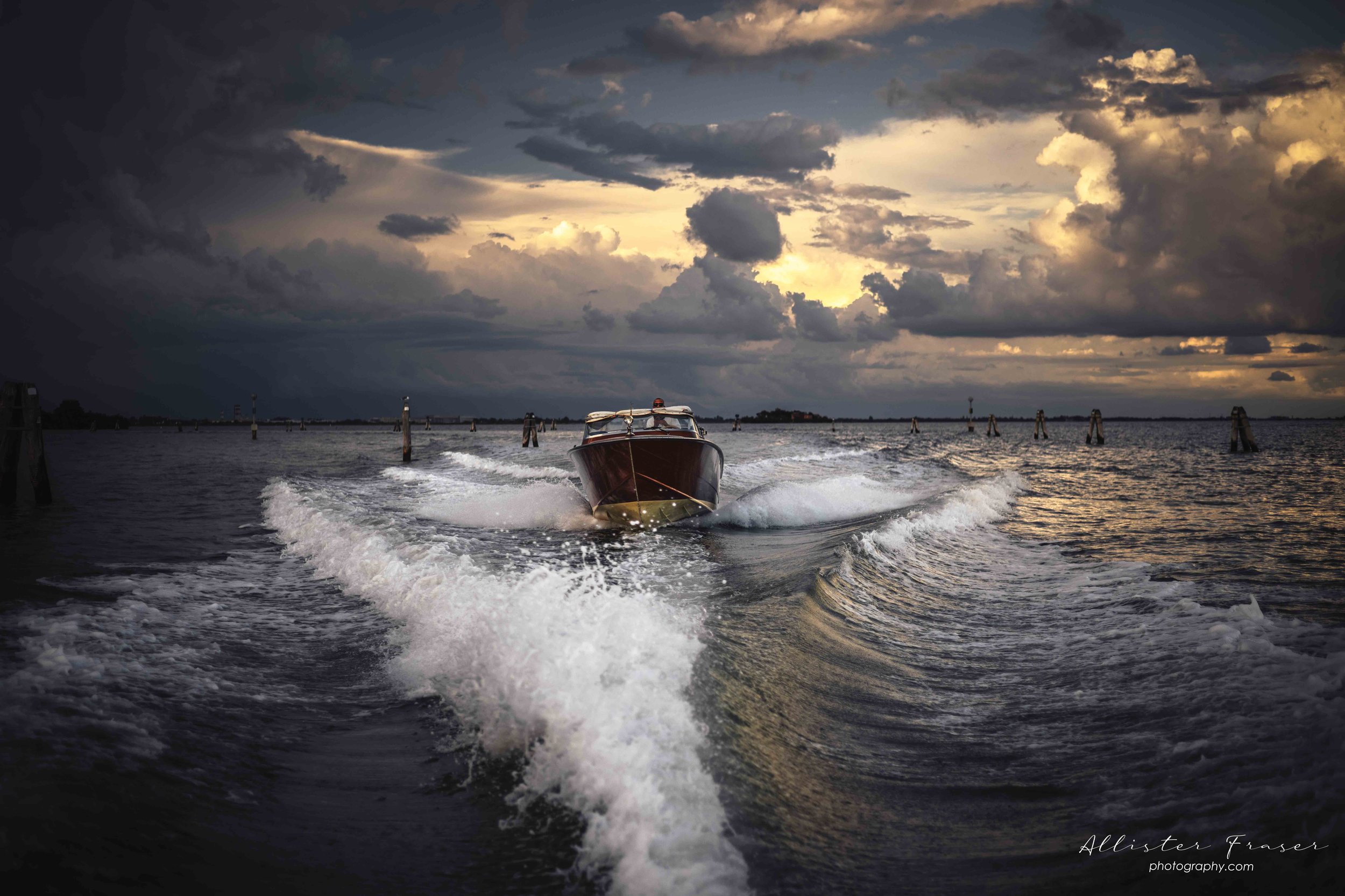 the race from Venice airport to the Grand Canal via water taxi - is always thrilling - especially when trying to beat the storm !