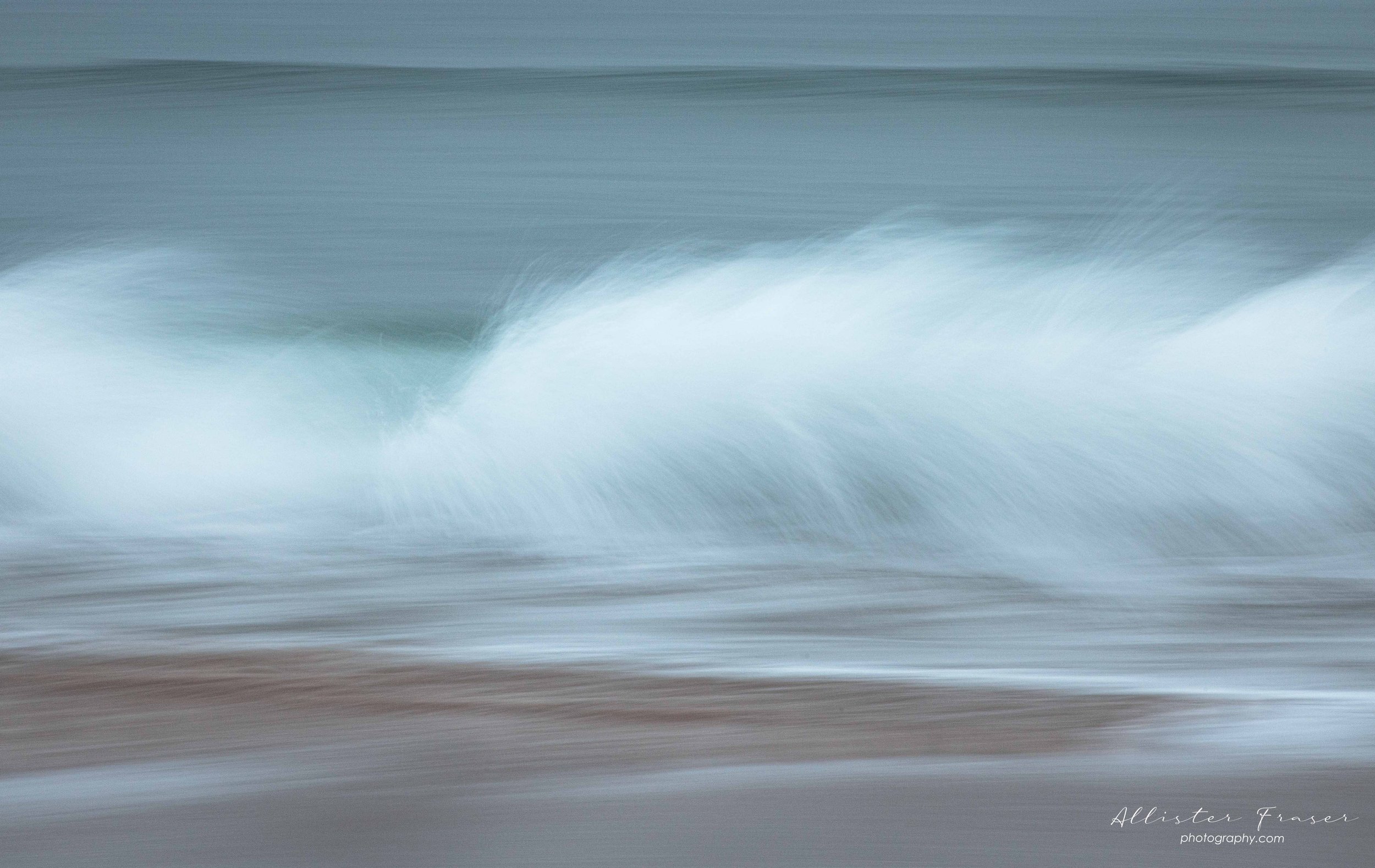 brora beach waves in whispy mode with a little slow shutter speed and horizontal intentional camera movement (icm)
