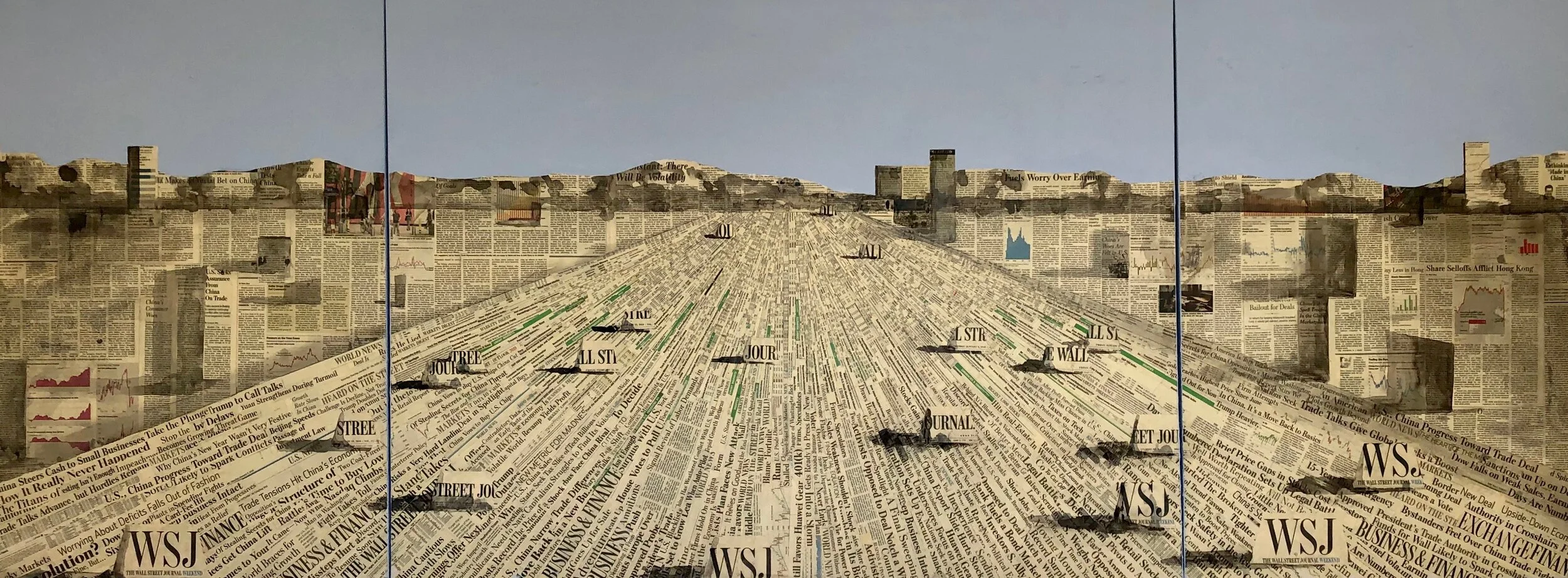 The Journal, 2019

The Wall Street Journal Newspaper, ink 

(78 x 30 inches)

The Journal is made of selected articles from the Wall Street Journal collected everyday between December 20, 2018 to January 30, 2019. Each article profiles the trade war 