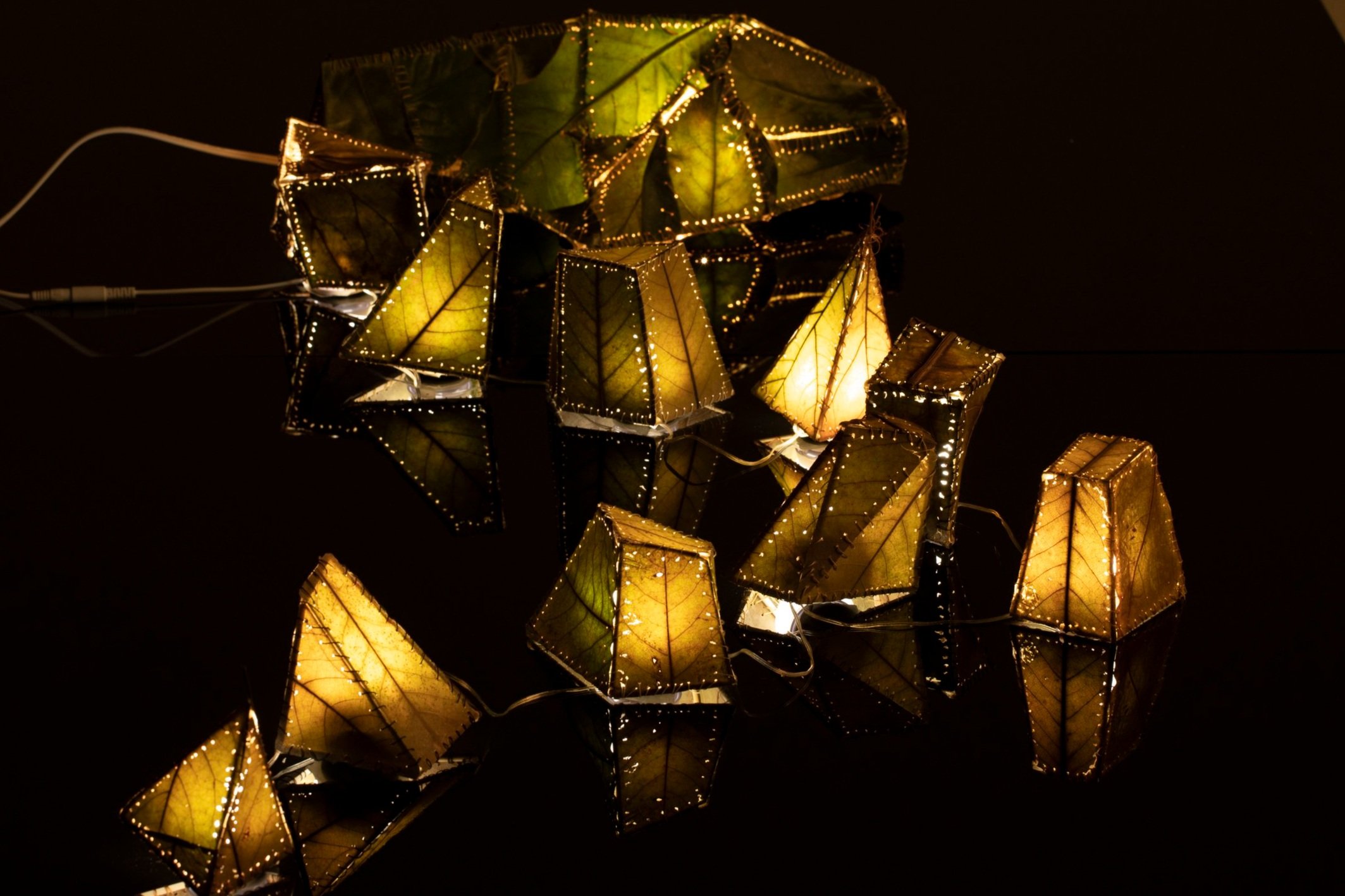 Augmented is a three-dimensional work that pulls together biological textures with the ideals of the human desire for control and beauty. Taking the form of lampshades, these vessels harness the power of light to illustrate the fragility of the evolv