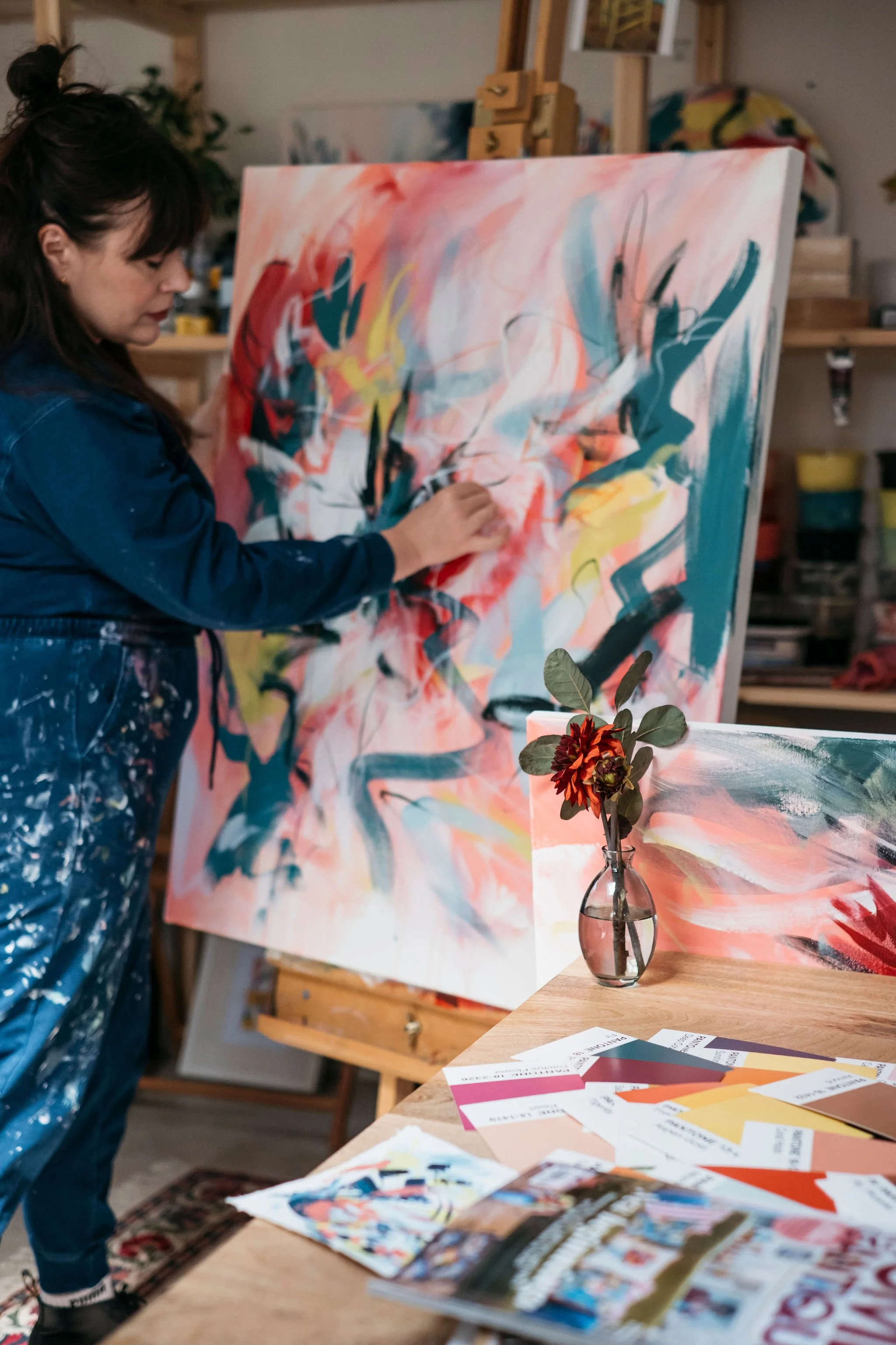 Brand shoot for contemporary floral painter and artist in Sheffield