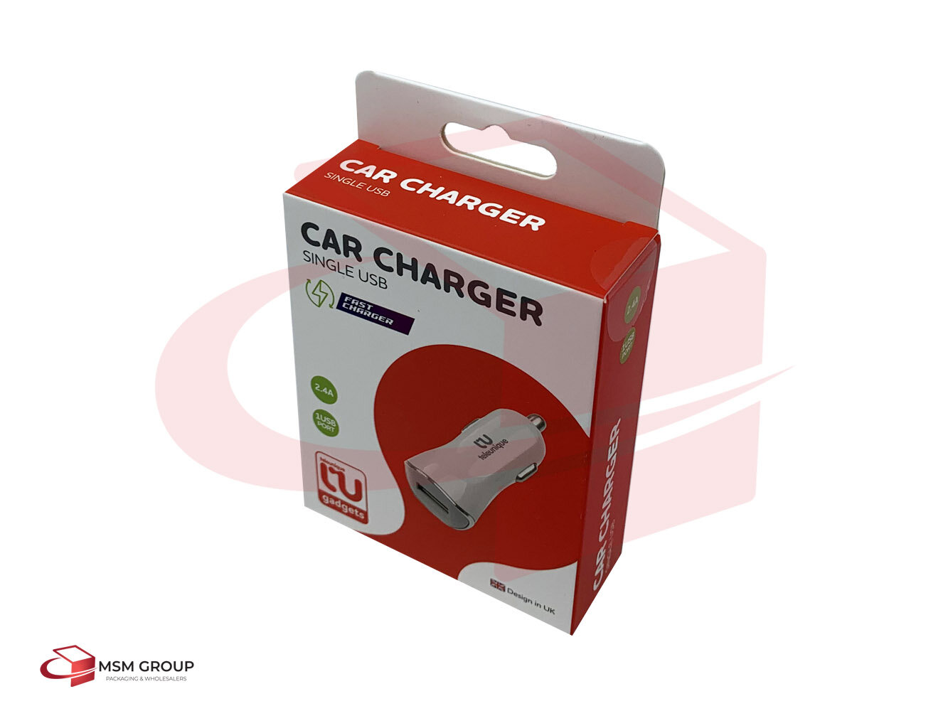 Car Charger Single USB White - 2.4A (Fast)