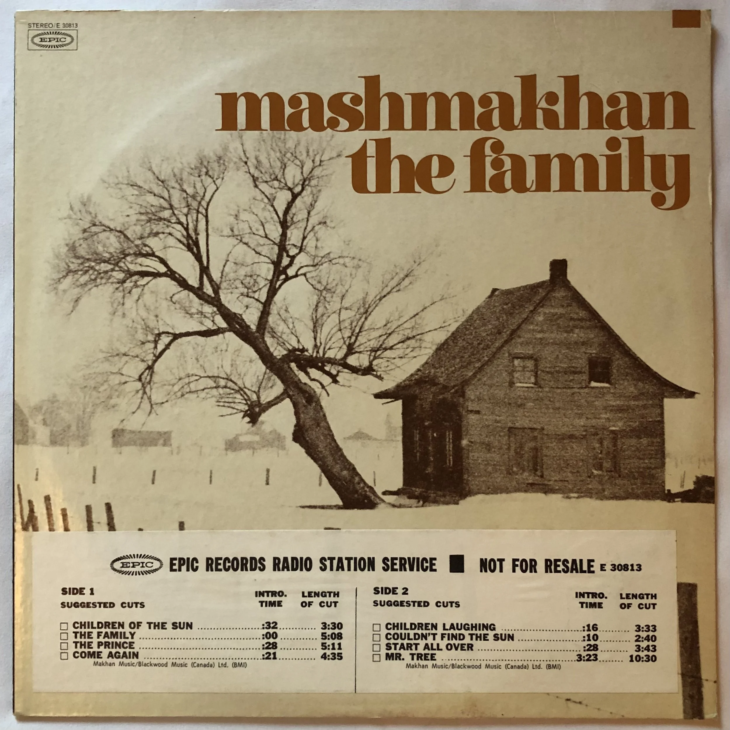 1971 Mashmakhan “The Family” LP / Epic Records US PROMO Original Press / Psychedelic, Proto Prog
