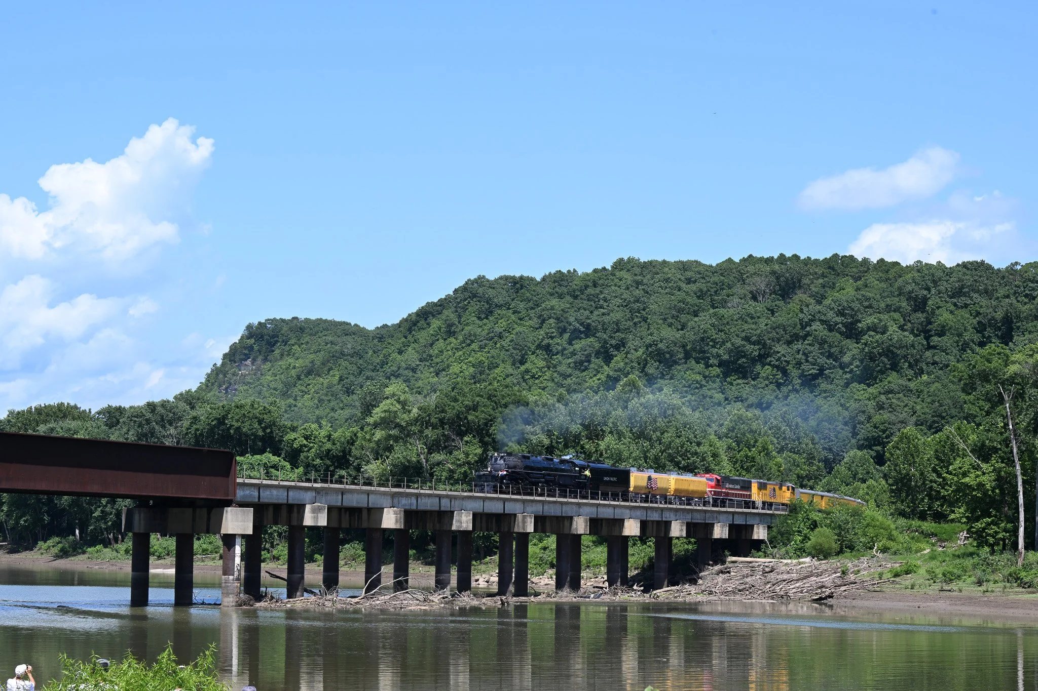 The Big Boy #4014 steam locomotive crosses the Gasconade River on Monday July 20, 2026, in Gasconade, MO. Built in 1941, Big Boy #4014 is one of eight Big Boys still in existence today and is the only one still in operation.