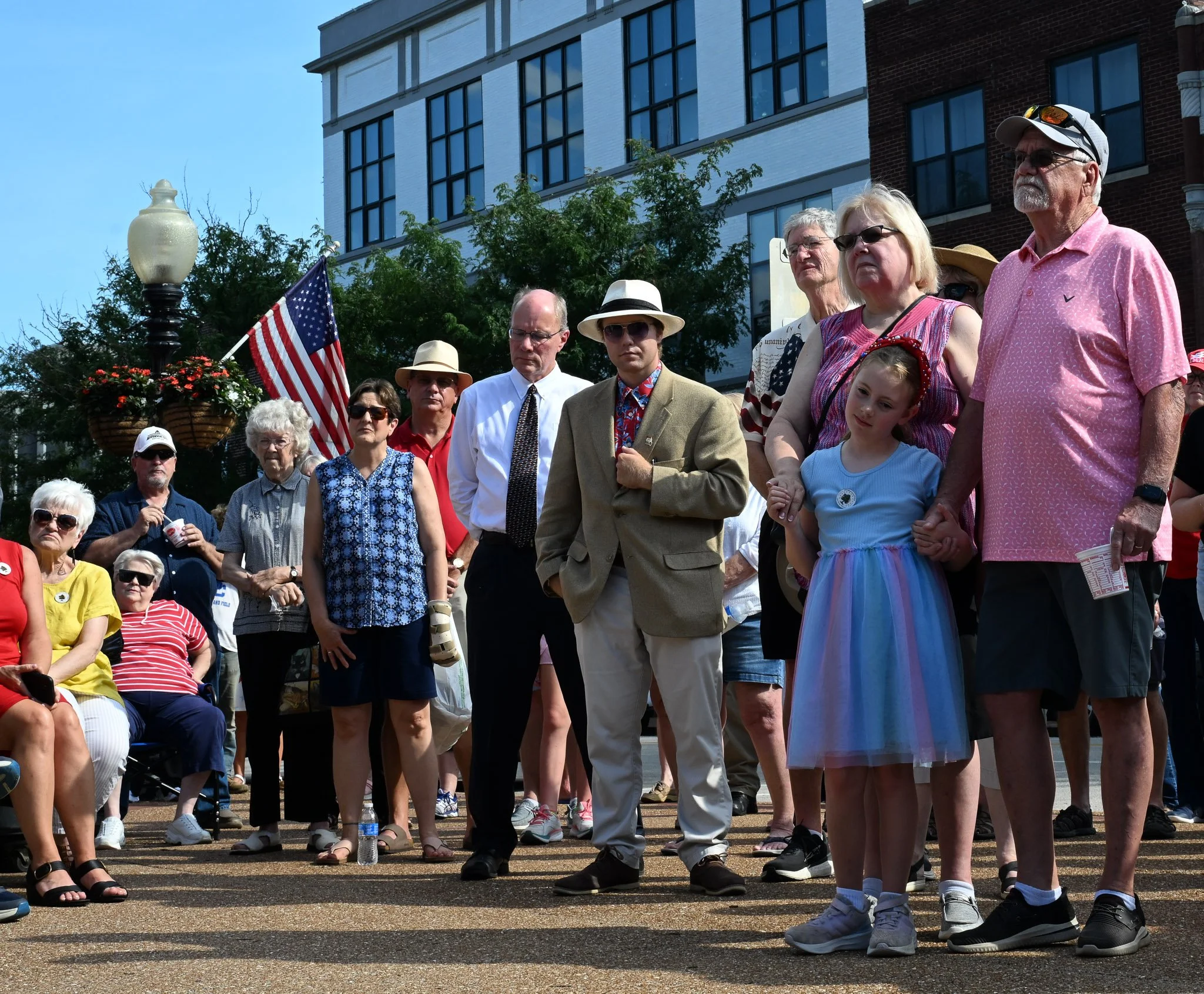 Crowds gather to listen to the reading of the Declaration of Independence on Monday, July 8, 2026, at Cole County Courthouse in Jefferson City, Missouri. The Cole County Courthouse is one of 796 sites around the United States that simultaneously read