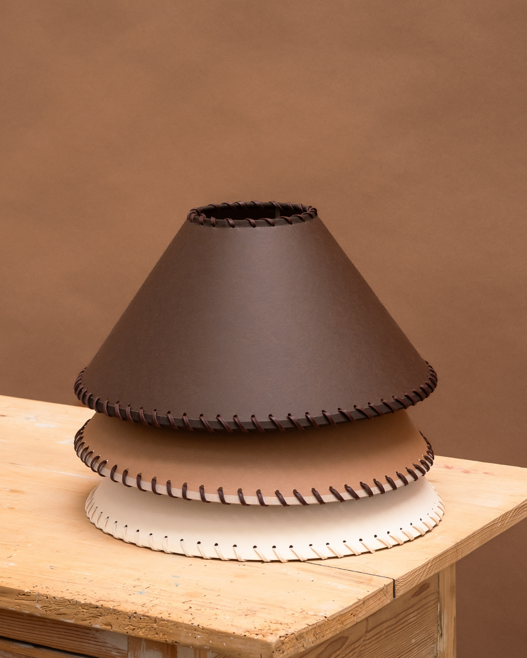 Etta Woven Lampshade in Chocolate, Cone - Hum London.png