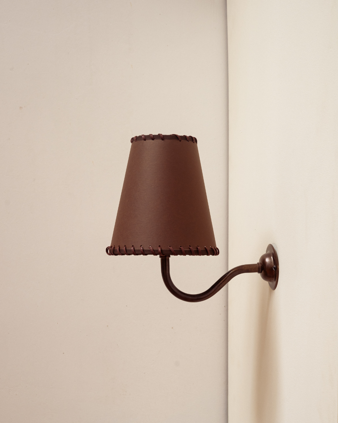 The Etta Lampshade — Chocolate Brown, Chocolate Whipstitched Trim, Tall