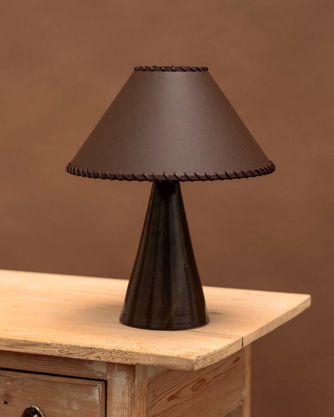 Etta Woven Lampshade in Chocolate, Cone - Hum London (3).png