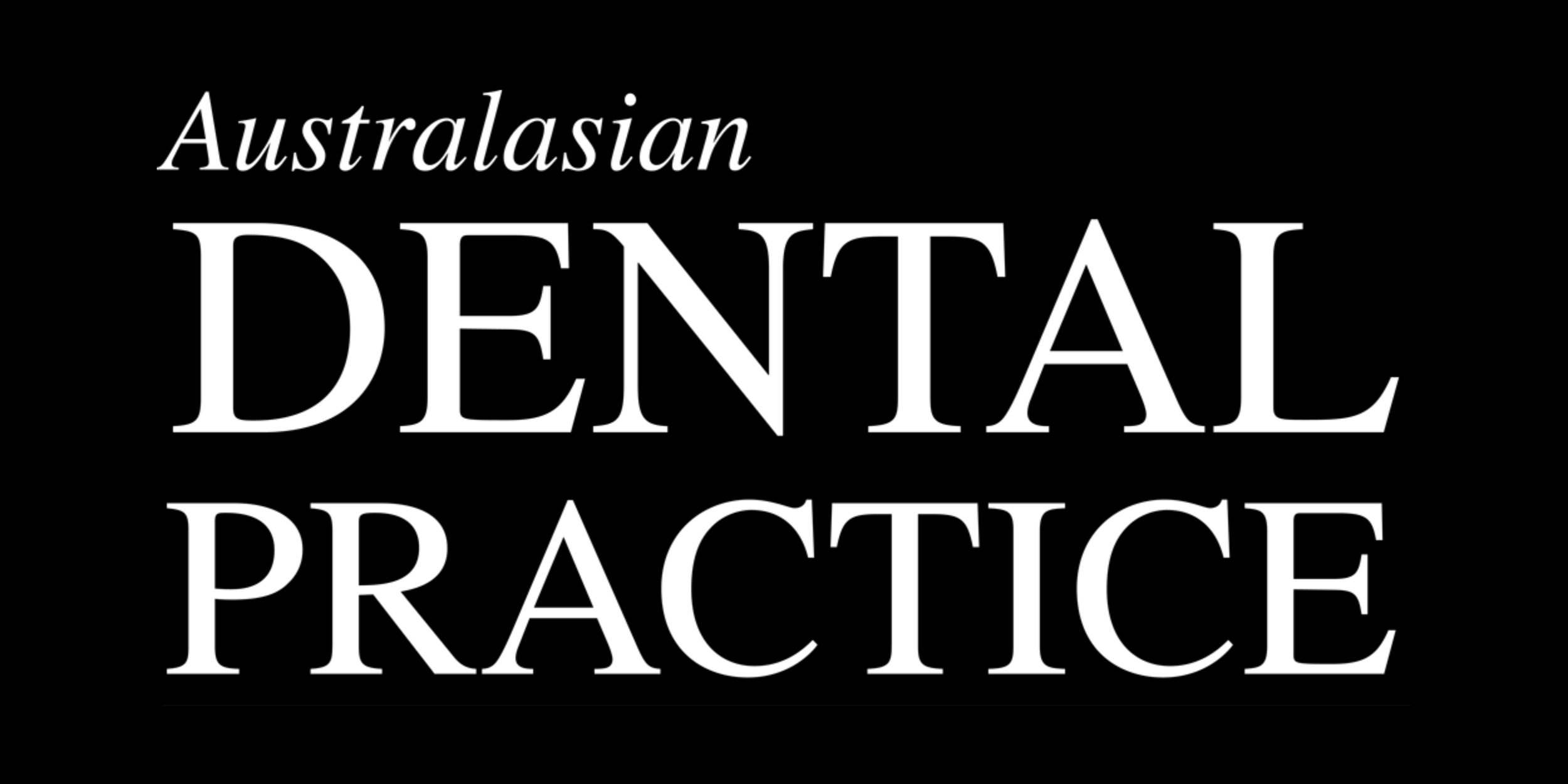 Text graphic reading 'Australasian Dental Practice' on a black background with white font.