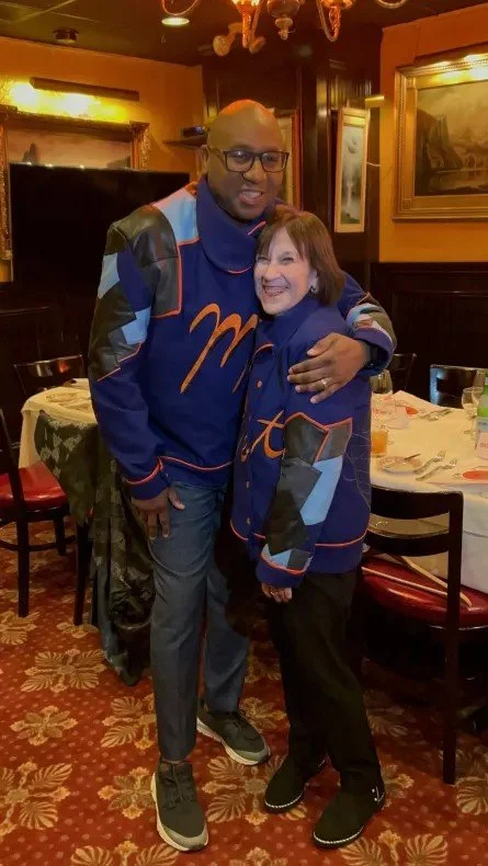 Evie and Queens Borough President Donovan Richards in custom NY Mets jackets