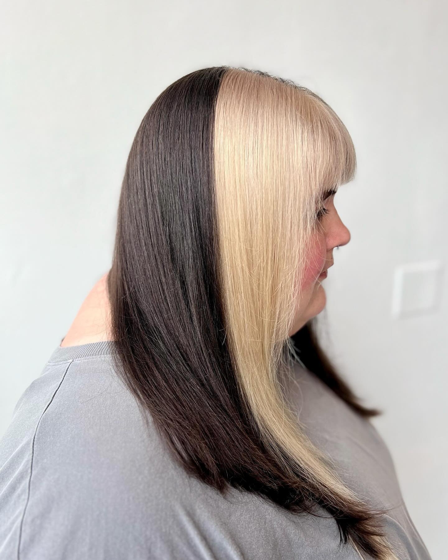 This split hair got me feeling pretty good about myself. 💁🏼&zwj;♀️ As someone who prides herself on being meticulous, color blocking is really up my alley. This was so fun and oh so satisfying. 
&bull;
&bull;
&bull;
&bull;
&bull;
#splithair #splith