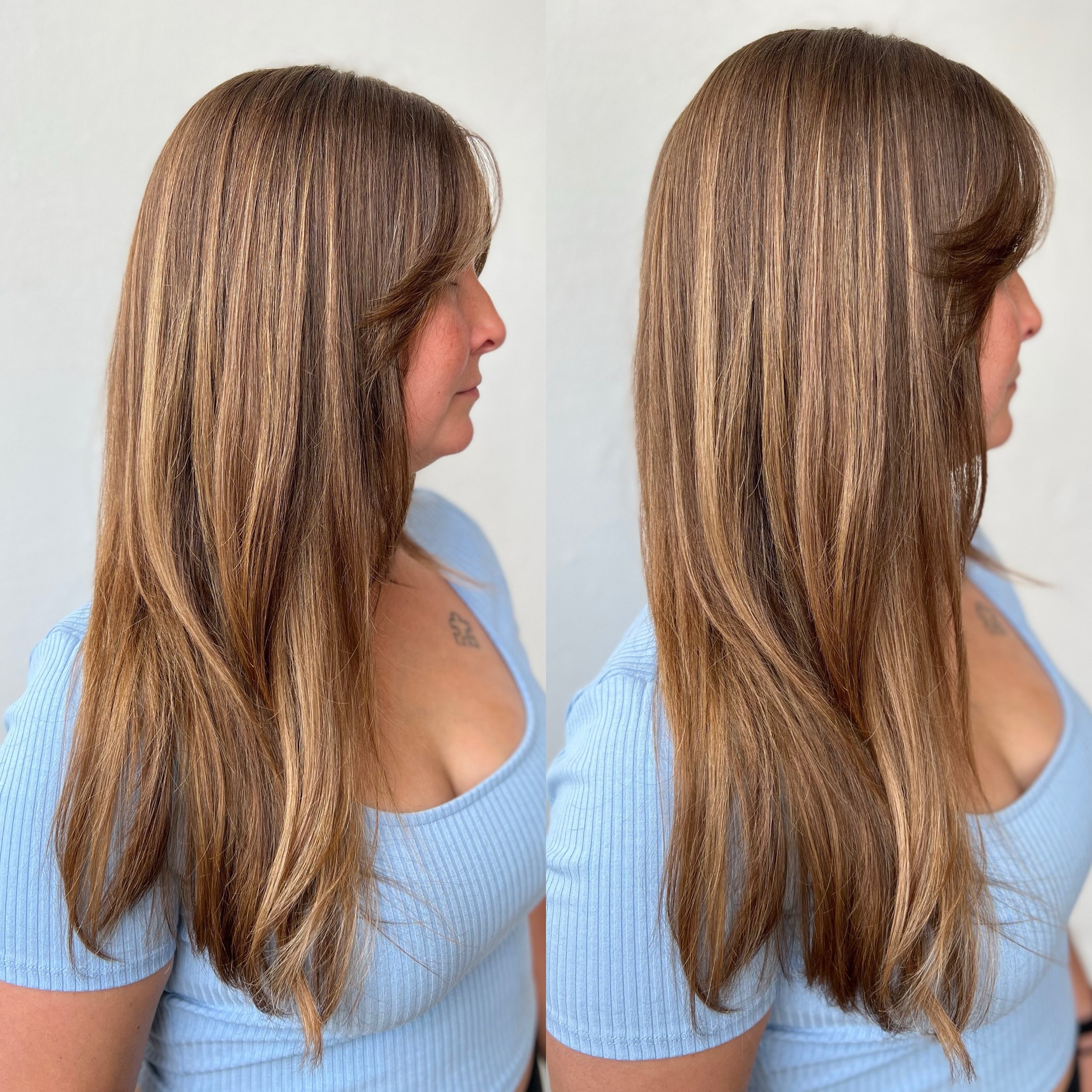 This is what one ☝🏻 balayage on virgin hair looks like. It adds lightness and dimension to the hair. And it can be layered with multiple sessions to create a super juicy, multi-tonal color. But it also looks real pretty as is. 
&bull;
&bull;
&bull;
