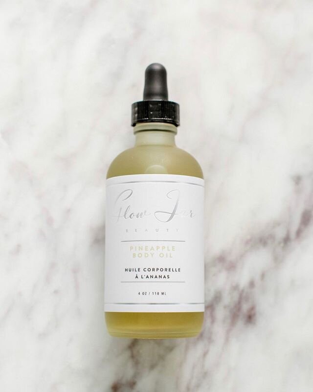 this pineapple body oil provides a hydrating summer glow with a delicious scent, a.k.a tropical vacation in your backyard 🍍🏝🤍 #instock #quarantinevibes