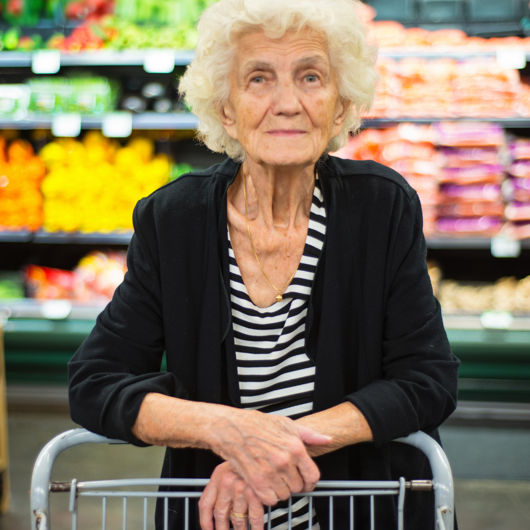 Older adult grocery shopping.
