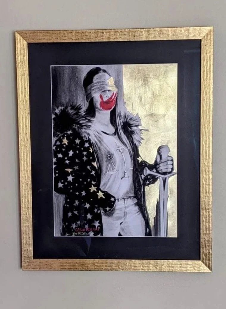 "If Lady Justice Were Native"     16" x 22"  With Gold Leaf