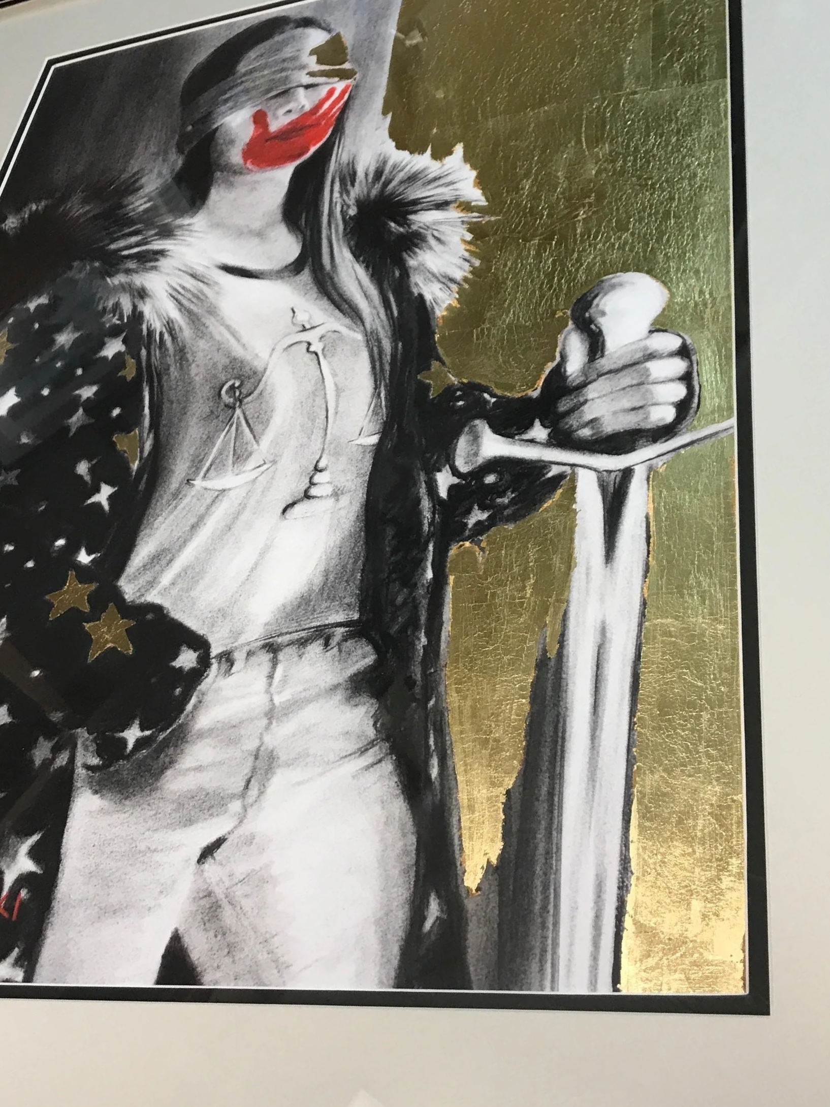 "If Lady Justice Were Native"     16" x 22"  With Gold Leaf