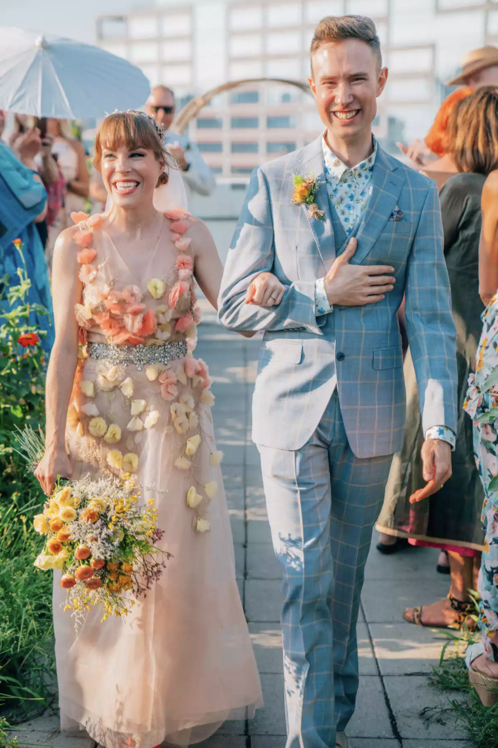   Actress Emma Myles Wearing Marchesa Notte On Her Wedding Day  