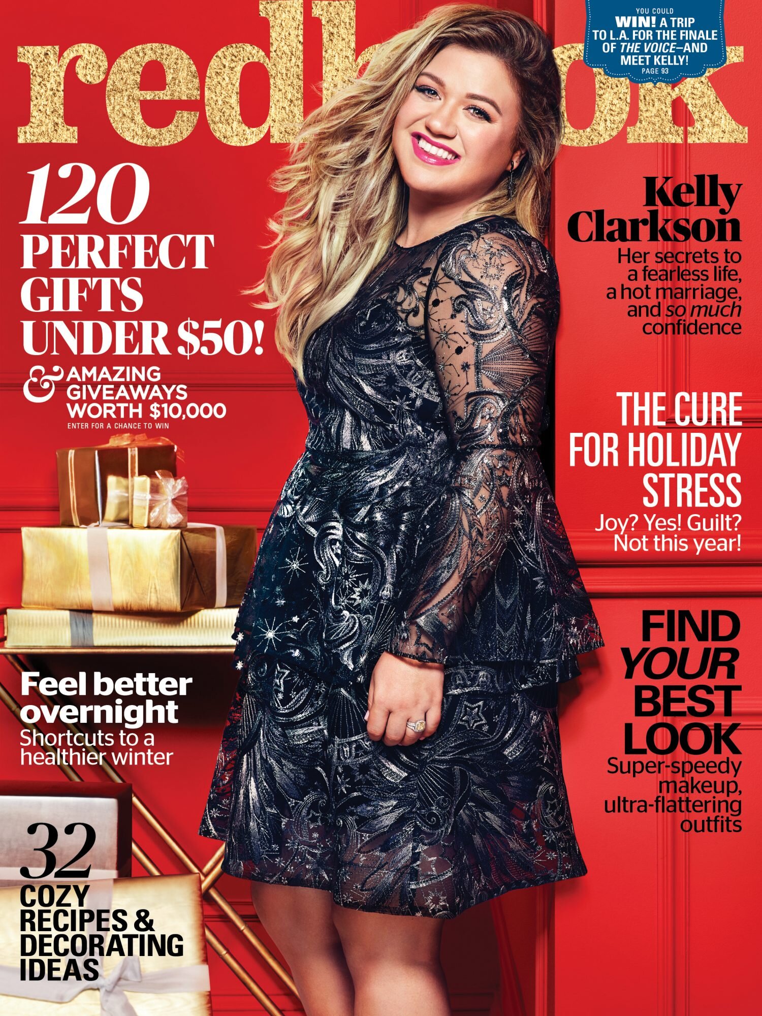   Kelly Clarkson Wearing Marchesa Notte On The Cover Of Redbook Magazine  