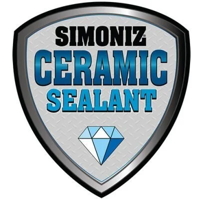 Shield-shaped logo for Simoniz Ceramic Sealant with a diamond graphic