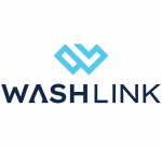Washlink logo with blue geometric symbol above the company name in dark blue.