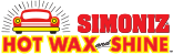 Logo of Simoniz featuring a red and yellow color scheme with the words 'Hot Wax Shine' and a sponge illustration.