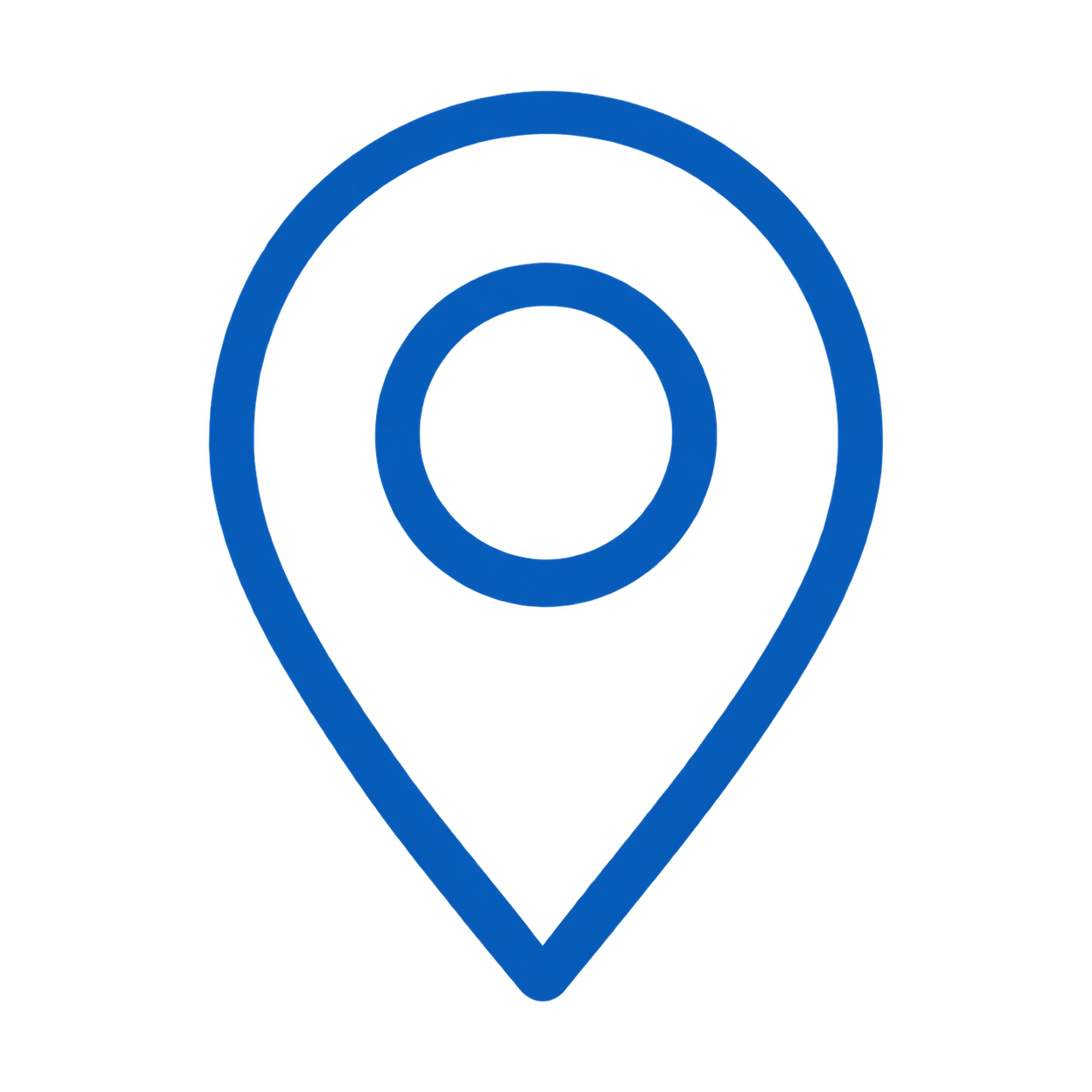 Blue location pin icon with concentric circles inside.