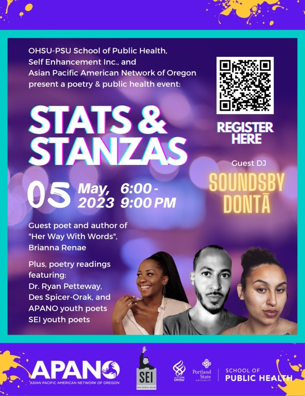 Stats &amp; Stanzas event flyer