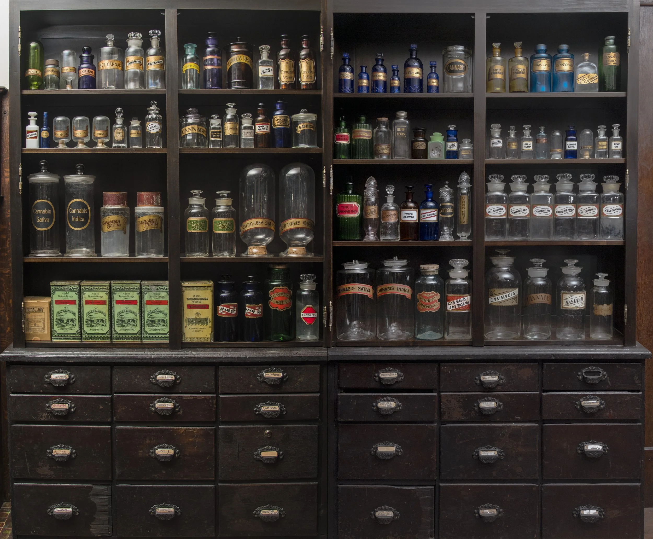 Apothecary Cannabis Medicines, vinyl banner, 81 x 98 in, 2017, NFS, © David Hooker, Columbus, Ohio