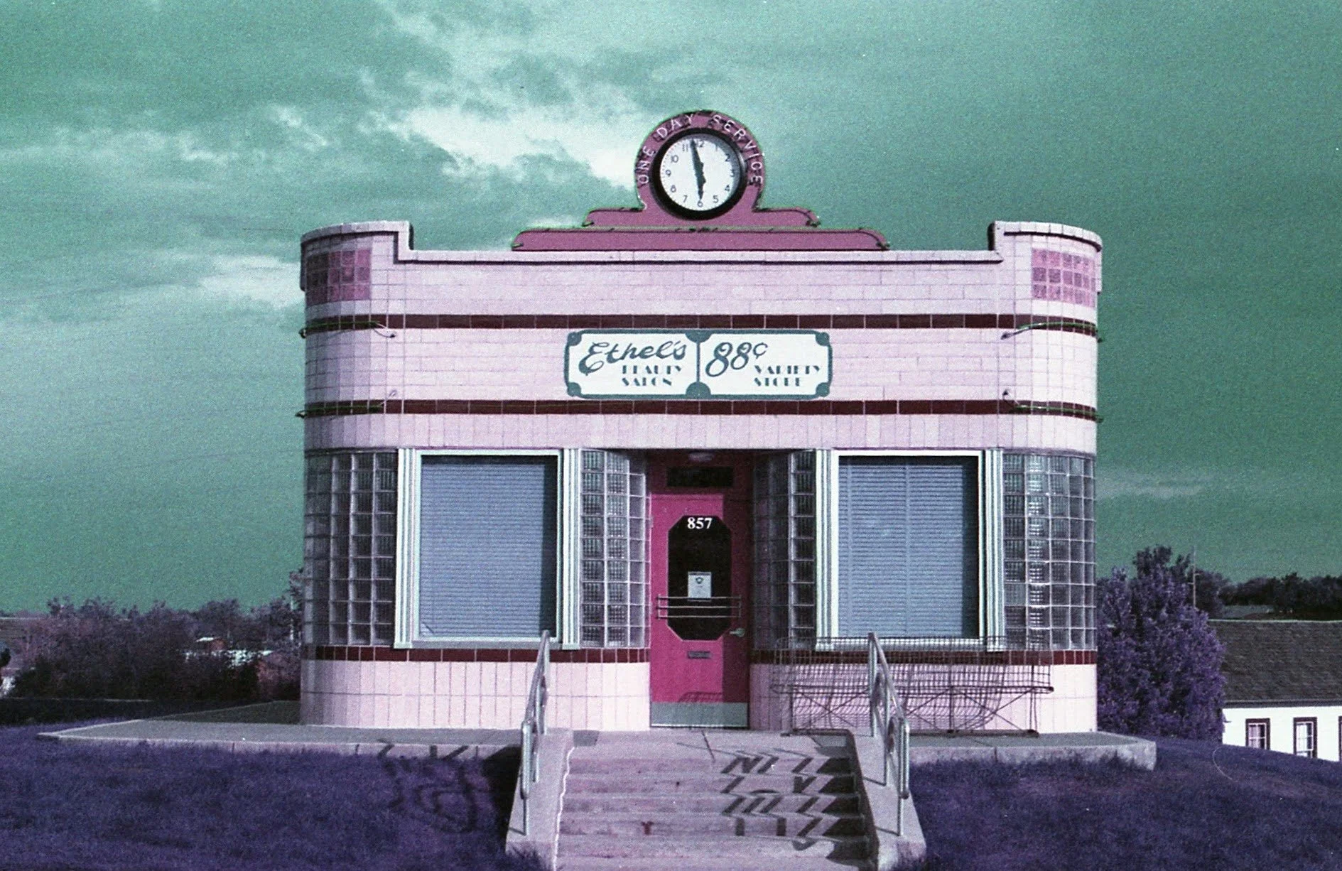 Ethel's Beauty Salon, LomoChrome Purple Film Photograph, Archival Print, 14 × 11 inches, 2020, Alexandra Foster, Denver, Colorado, $300