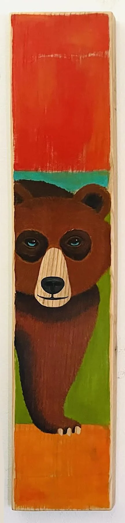 'Collins Family Spirit Animals - Bear' - acrylic on reclaimed ash wood - 40 x 7.5" - 2026