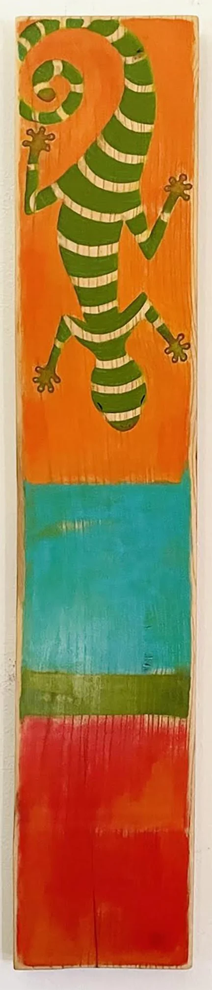 'Collins Family Spirit Animals - Lizard' - acrylic on reclaimed ash wood - 40 x 7.5" - 2026