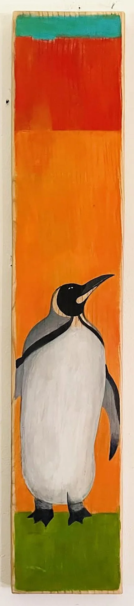 'Collins Family Spirit Animals - Penguin' - acrylic on reclaimed ash wood - 40 x 7.5" - 2026