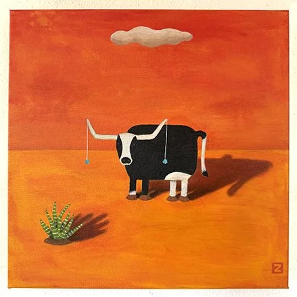 'Steer' - acrylic on canvas - 12 x 12" - 2026