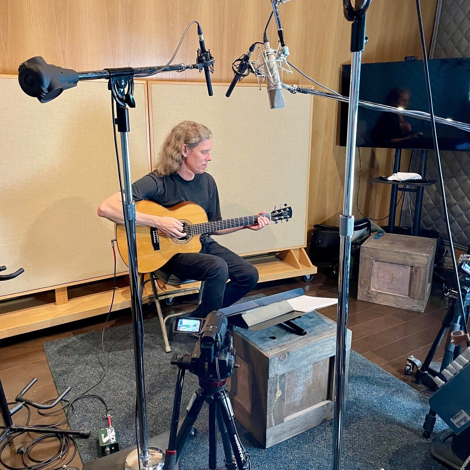 Today's office at @subcatstudios, shooting a new lesson book/video for @acousticguitarmag. Thanks to TJ and Cody for the good work behind the cameras and mics. #guitarteacher #guitarvideo #videoshoot #beyondstrumming