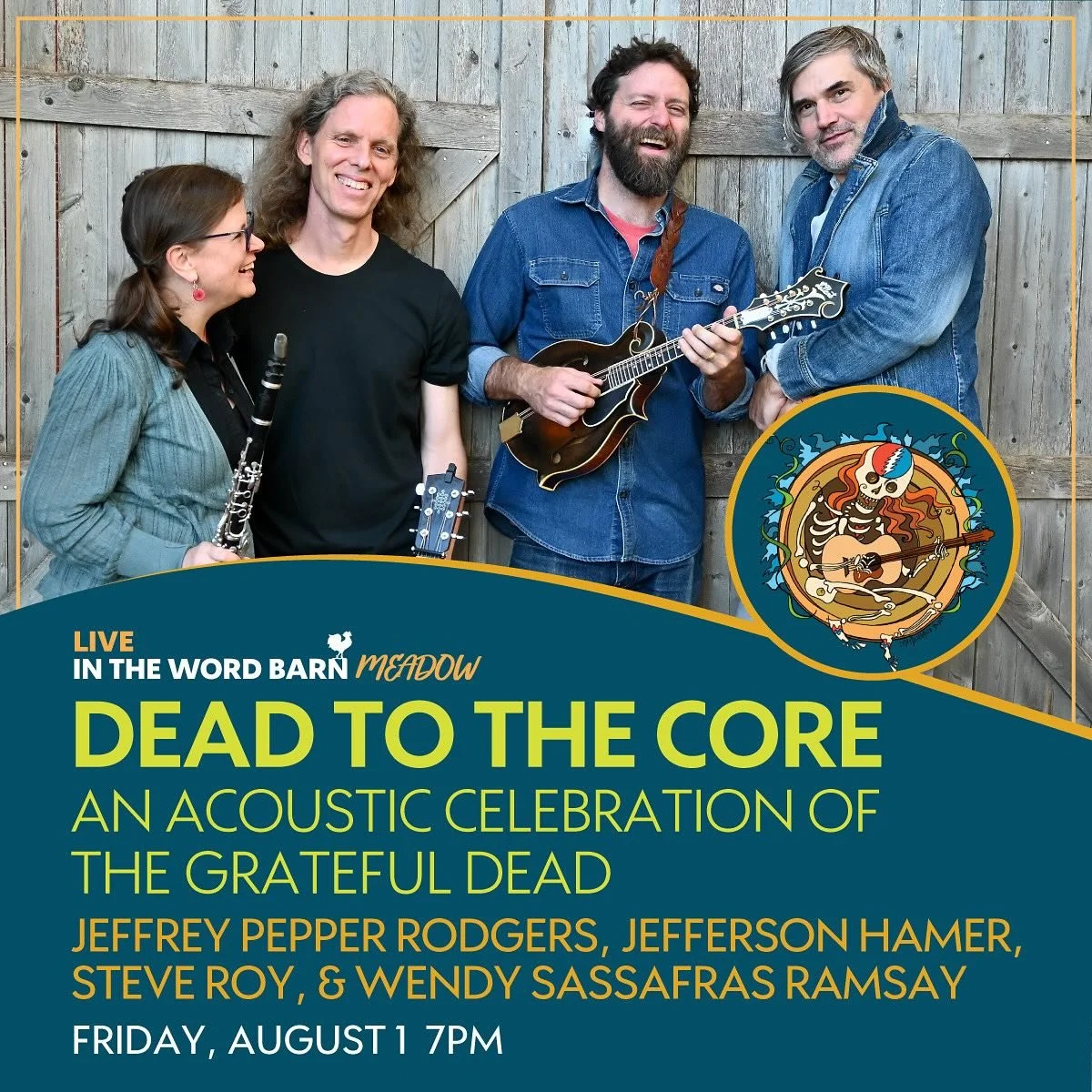 @deadtothecoreband is celebrating Jerry&rsquo;s birthday on 8/1 at one of our favorite venues: @thewordbarn in Exeter, New Hampshire. Photo is from our last (sold out) show there, in the meadow. Can&rsquo;t wait!
🎟️ deadtothecore.com

#gratefuldead 