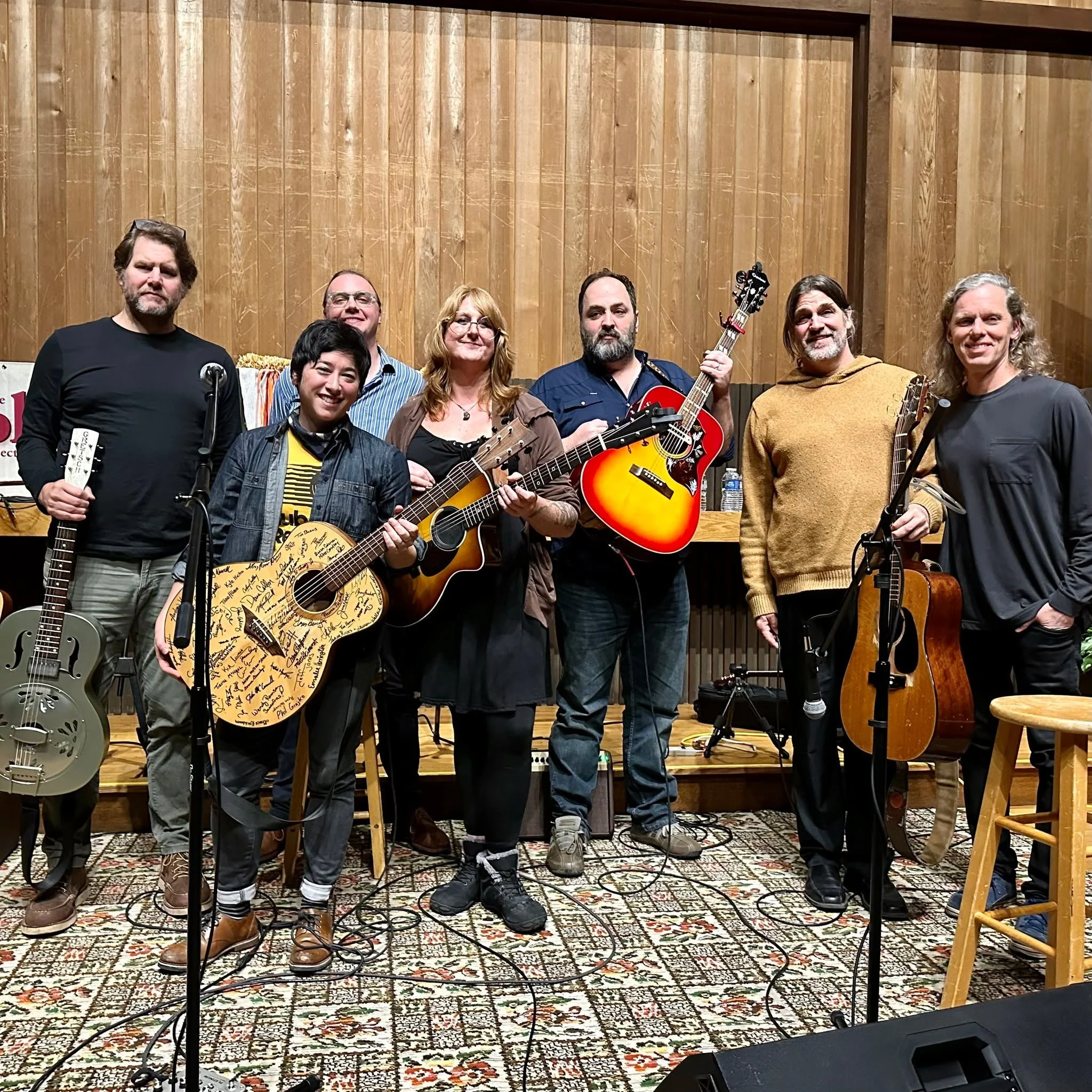 Such a sweet night at the Syracuse Acoustic Guitar Project concert. This is our 12th season, and we hit 65 songs written on our project guitar! 

Tim Herron, Brenna Merritt, Ryan Holweger, Bailey and Matt, and Jamie Notarthomas shared their new proje