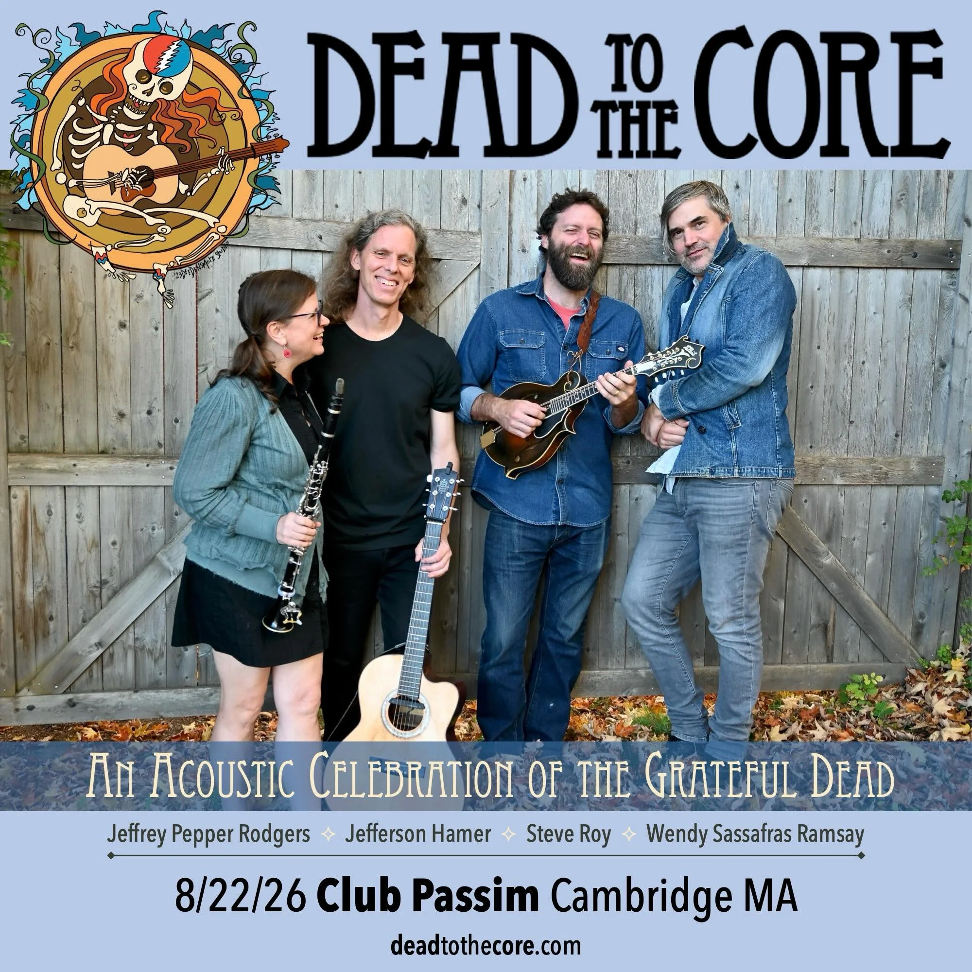 On sale today: Dead to the Core returns to @clubpassim in Cambridge, Mass., on 8/22. It&rsquo;s always a thrill to play this legendary club, where Dead to the Core actually got its start through a series of Jerry Garcia birthday celebrations.
🎟️ dea